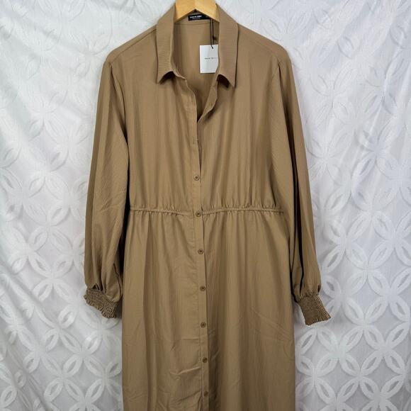SHEIN Plus Lantern Sleeve Button Front Shirt Midi Dress Size 3XL NWT - Picture 4 of 8